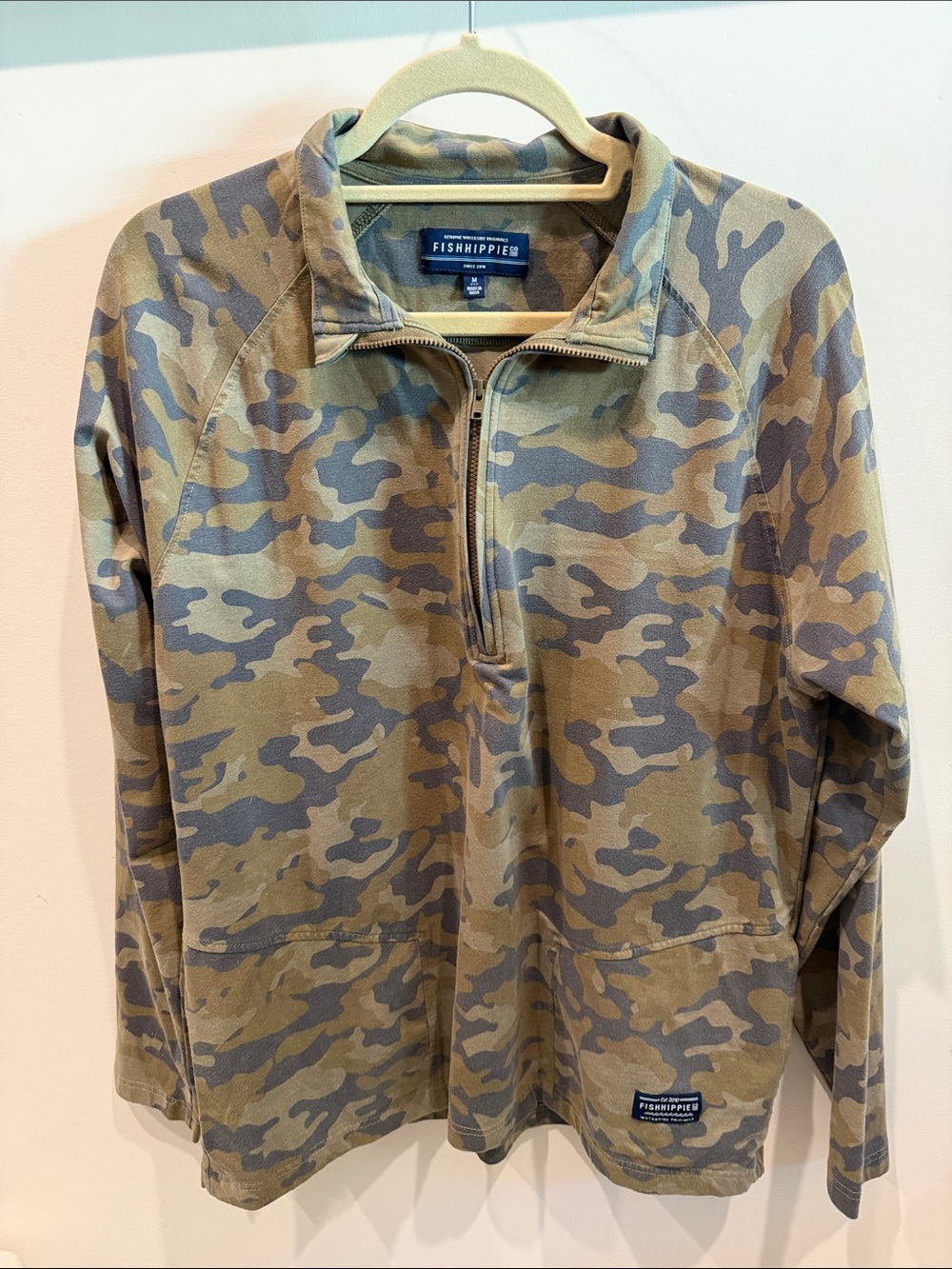 Fishhippie Women's Olive Camo Quarter-Zip Pullover